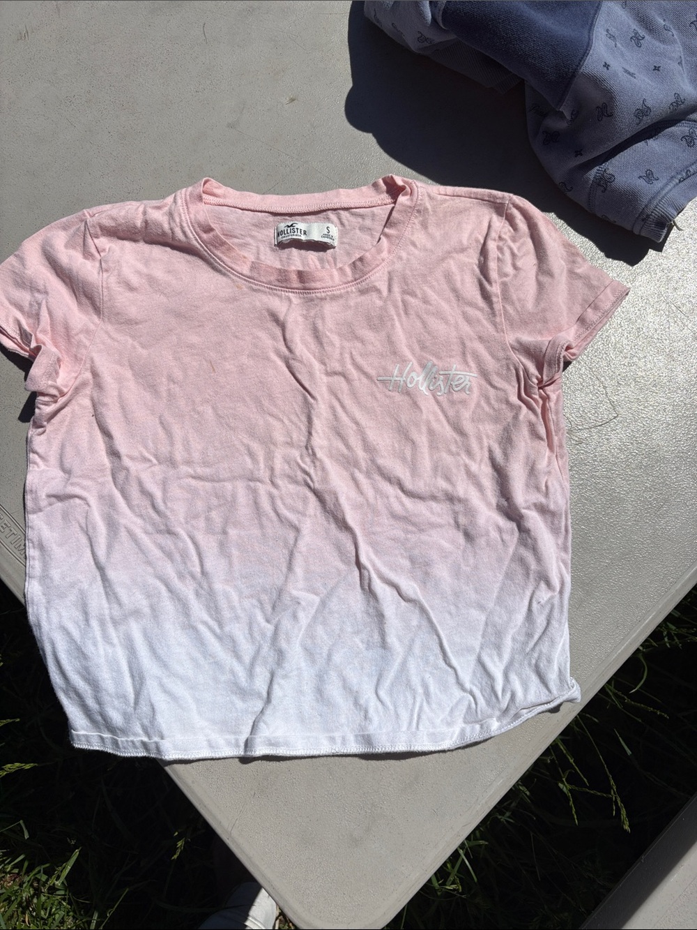 Hollister Pink-to-White Ombre Crewneck Tee